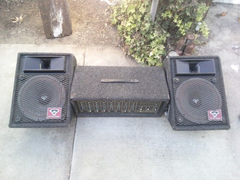 Sunn By Fender SR8520 8 Channel Mixer, Two Cerwin-Vega SM-15 Stage Monitor Passive Speaker's