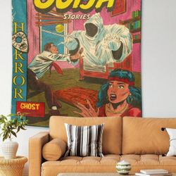 Ouija Stories Tapestry Hanging Horror Decor Retro Style Comic Graphic Print