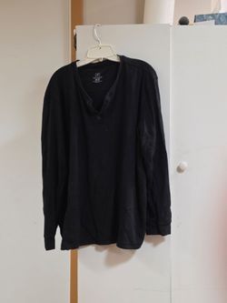 George Black Long-Sleeve Henley Shirt