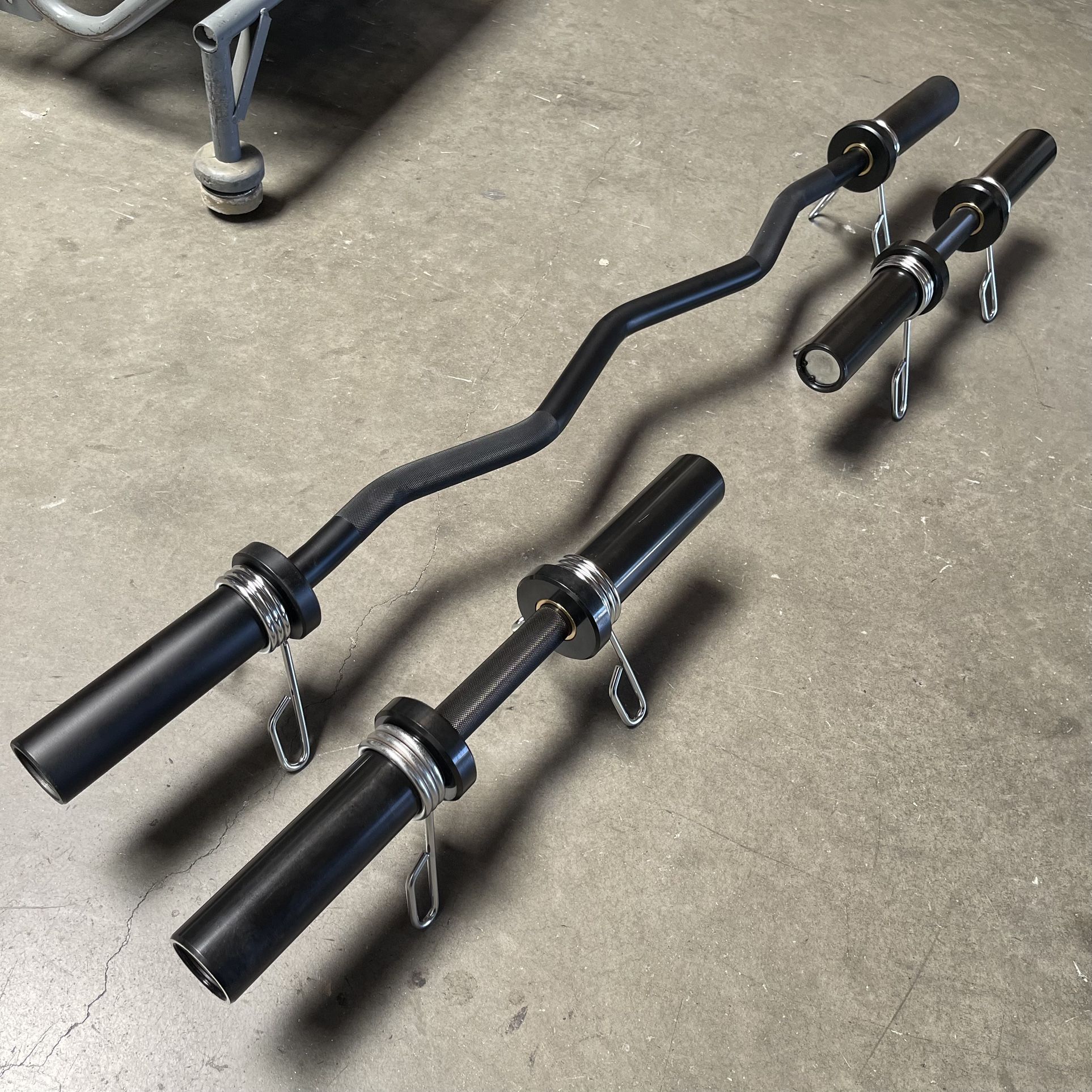 Brand New Curl Ez Easy Bar Barbell + Dumbbells Loadable Handles Olympic  Home Gym Equipment 