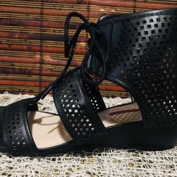 C Label Women's Coco Faux Leather Perforated Wedge