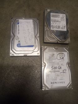 Lot of 3 Desktop Hard Drives 500GB