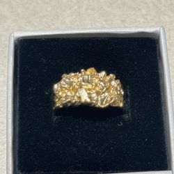 14KT SOLID GOLD NUGGET RING 