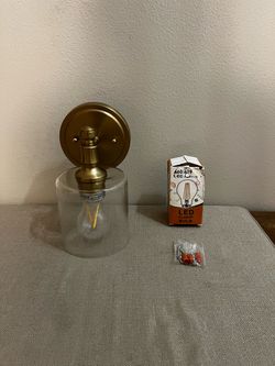 New Brass Wall Sconce with Glass Shade, 💡 Included ( Hardwired / Only One )