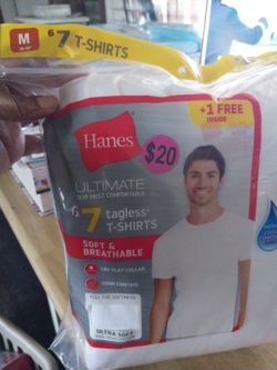 Hanes Ultimate Tagless T-Shirts 7-Pack Medium
