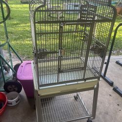 Bird Cage + Travel Cage + Bird Related Items : A & E Company Steel Doors And Below Cart On Wheels