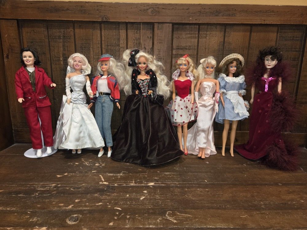 Several Collectible Barbies Marilyn Monroe Scarlett O'Hara Dolls