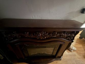 Electric Fireplace Mantel Cabinet Dark Wood
