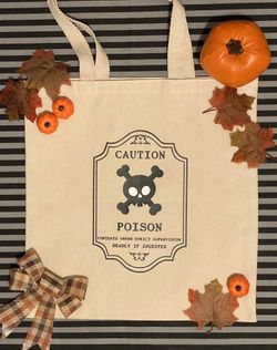 Halloween Trick Or Treat Bag For Candy Pirate Poison Canvas Tote Bag