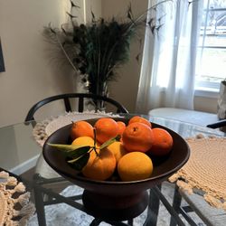  Vintage Black/ Red Ceramic Bowl