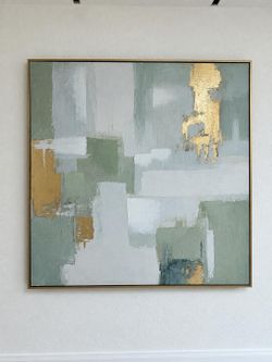 Large Abstract Canvas Painting Gold Leaf Framed