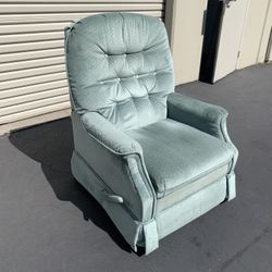 Action Industry Vintage Mid Century Green Velvet Recliner Rocker Very Clean and Good Condition 