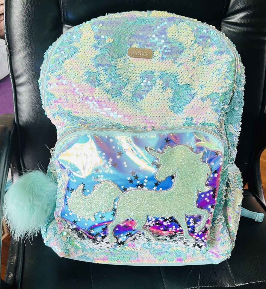 Justice Unicorn Flip Sequin Shaky School/travel Backpack!