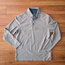 Men's Veboon Dynamic Flex Long Sleeve Heather Beige Polo Size Small