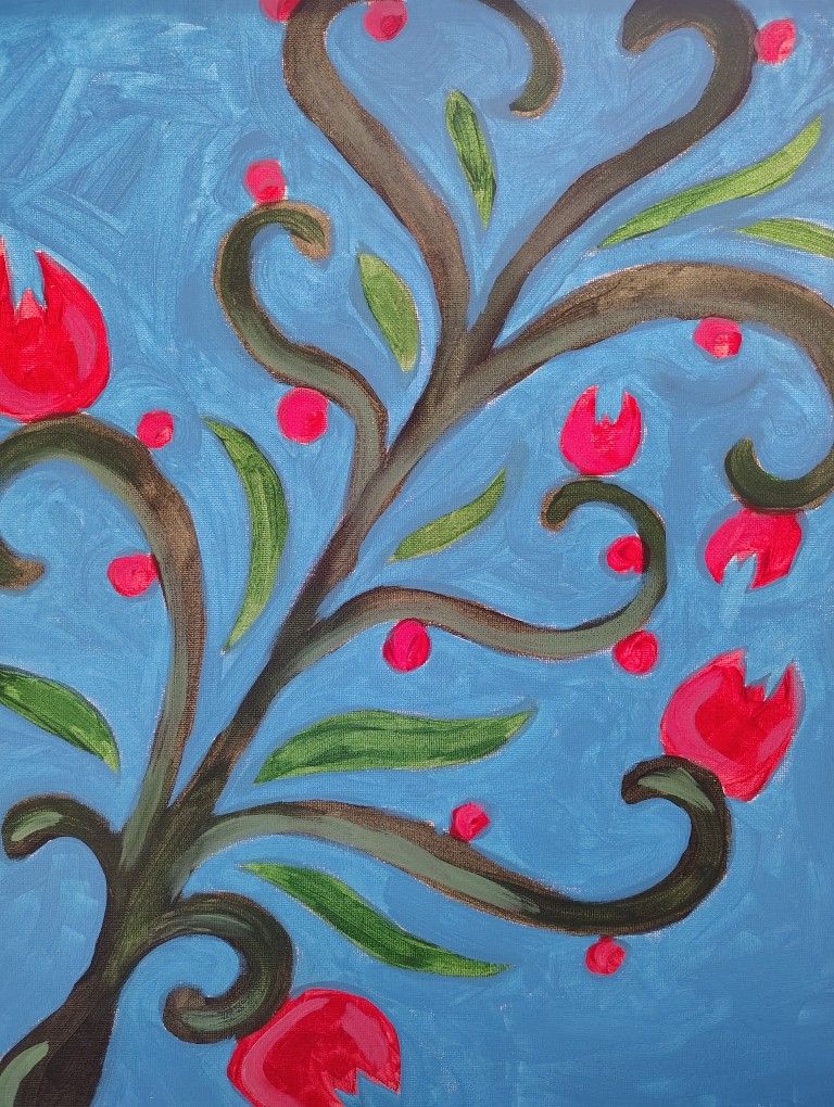 Red flower Bloom Painting