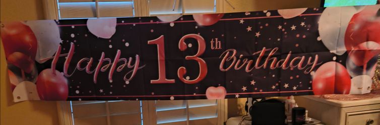 Happy 13th Birthday Party Banner