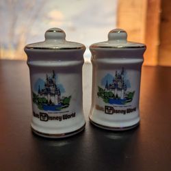 Walt Disney World Salt and Pepper Shakers Vintage Gold Leaf Castle Japan