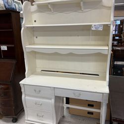 Cream 2 Piece Desk w/Hutch Bookshelves