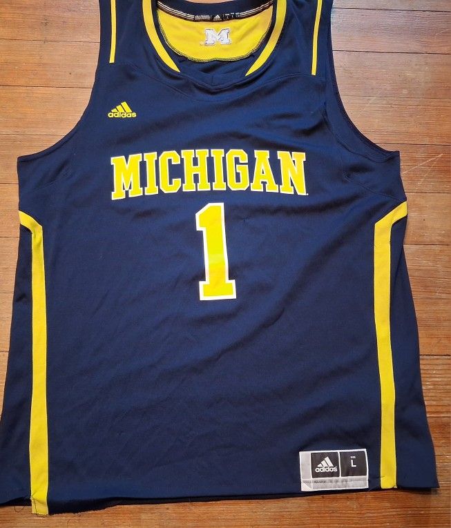 Men's Size Large Michigan Wolverines Basketball Jersey Adidas Number 1