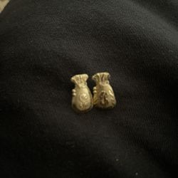 14k Gold Money Bag Earrings 