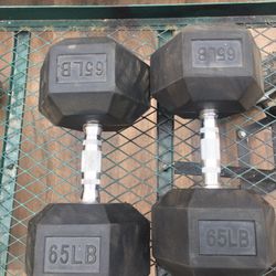 65lb Rubber Hex Dumbbells