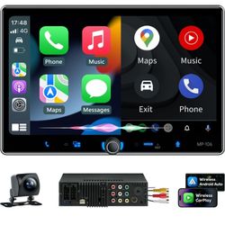 Single Din Car Stereo Wireless Apple Carplay Android Auto Radio, 10.1" Car Play Touch Screen, 
