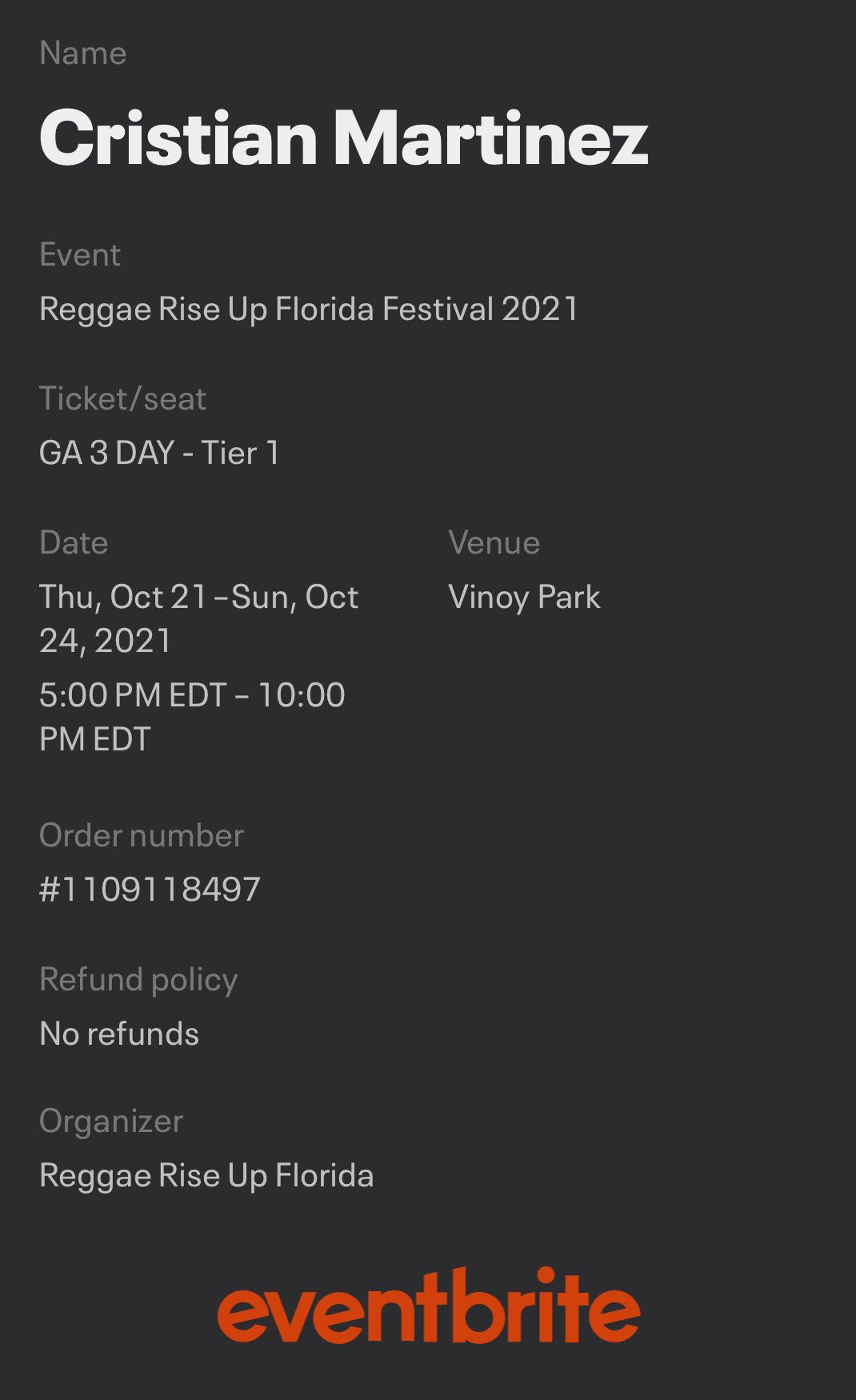 Reggae Rise Up Ticket