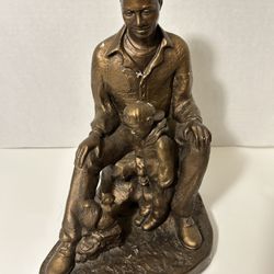 Vintage Austin Sculpture 1995 Signed ECILA Black Americana Father and Son