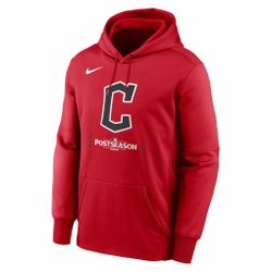 Men's Cleveland Guardians Nike Red 2024 MLB Postseason Authentic Collection Therma Pullover Hoodie
