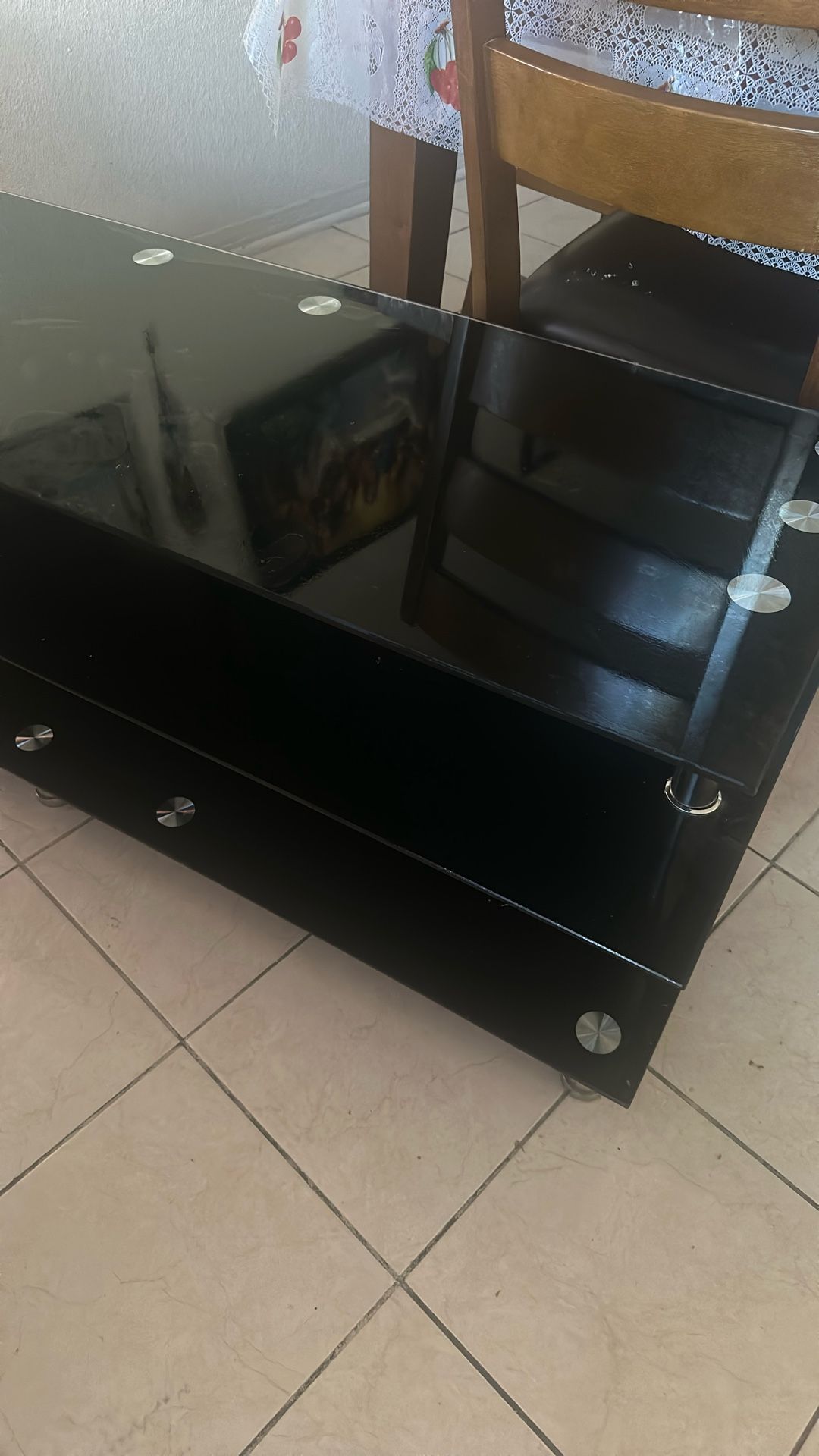 GLASS TV STAND WITH 3 SHELVES