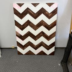 48x36” Large Stretched Canvas Blank With Hand Painted Chevron  