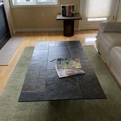 Stone Tile Coffee Table  And Side Table Brown Modern Set
