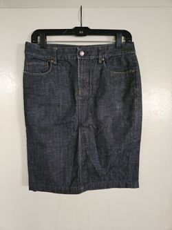 Vintage Express Precision Fit Mid Length Denim Pencil Skirt - Dark Wash - Size 4