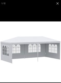 Outsunny Large 20' x 10' Gazebo Canopy Party Tent with 4 Removable Window Side Walls, Outdoor Events - White