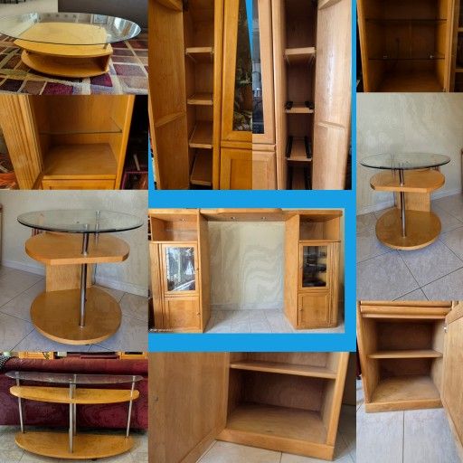 Rooms To Go Living Room Set – Entertainment Center + Glass/Maple Tables – $750 OBO (all pieces)