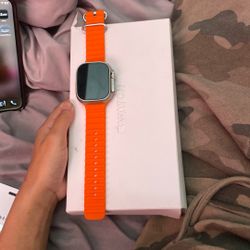 Apple Watch Ultra 2 Titanium case Orange ocean strap 49mm 