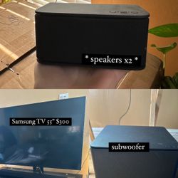 55’ Samsung Tv, Vizio Sound System (missing The Controller)