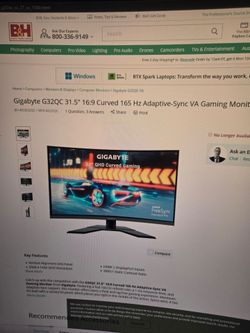 Gigabyte G32QC 32" QHD curved gaming monitor