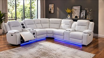 Living Room Sectional / White Power Recliner/ New
