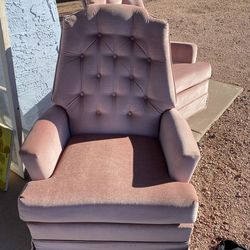 Two Pink Swivel Chairs
