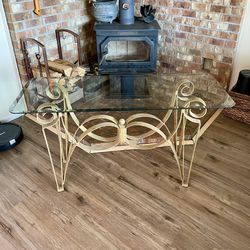 Metal and glass sideboard table