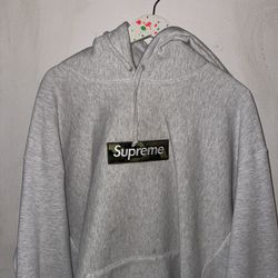 Supreme Box Logo XXL Hooded Sweatshirt Ash Grey (FW23) USED