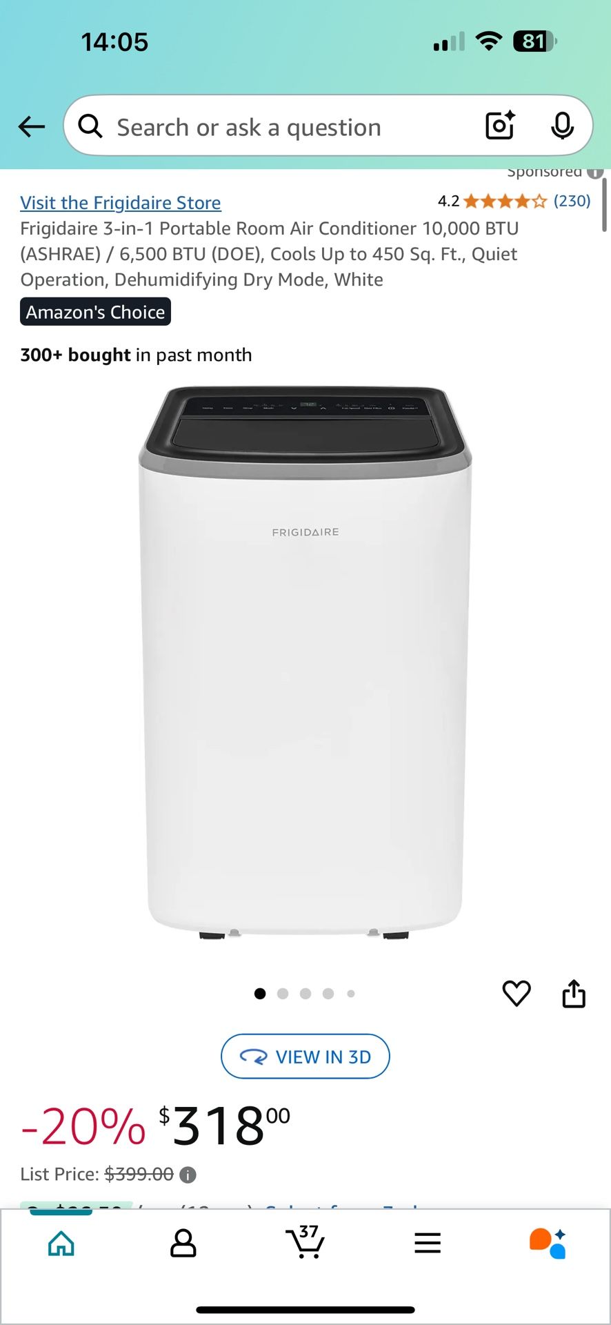 Frigidaire 10000 Btu Portable Air Conditioner With Remote