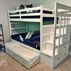 Brand New 👌Allentown White Finish Twin/Twin Bunk Bed & Trundle