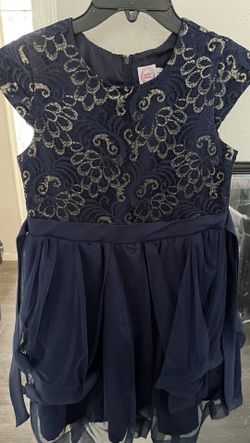 Girls Navy & Gold Party Dress – Size 14