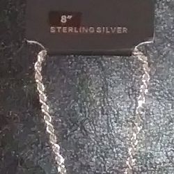 NWT PRIMROSE Sterling Silver 8" Rope Bracelet 