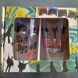 The Beatles 16 Ounce Collector Glassware w/Artwork "A Hard Days Night" & "Help" (New). L@@K!