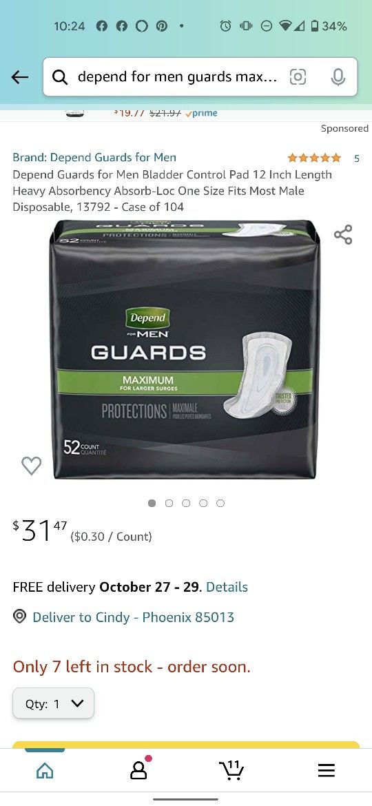 Depend Guards for Men Bladder Control Pad 