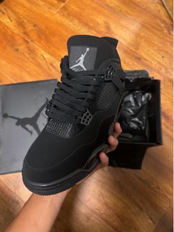 Black Cat Jordan 4 Retro Shoes Size 10