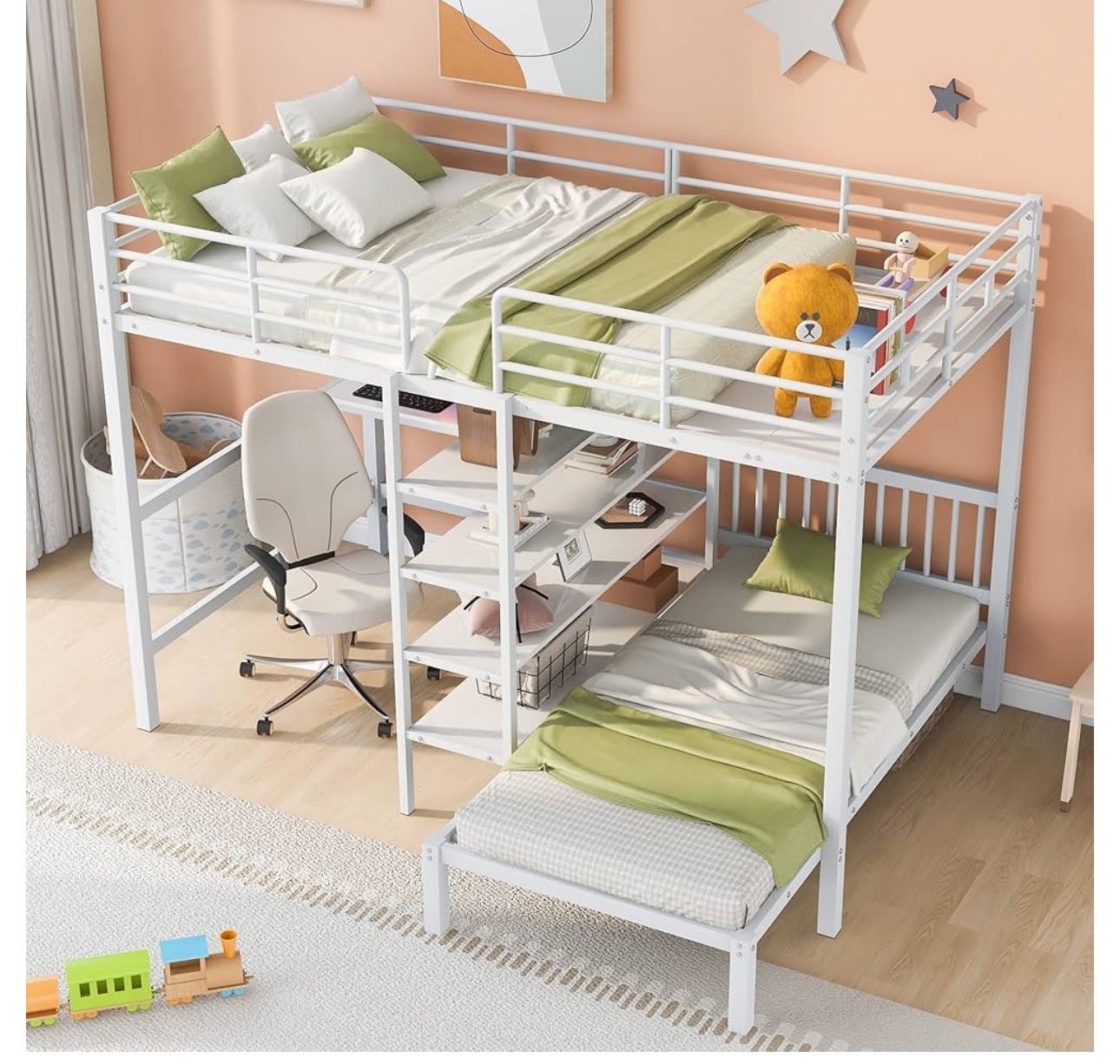 Full Size Over Twin Bunk Bed With Desk